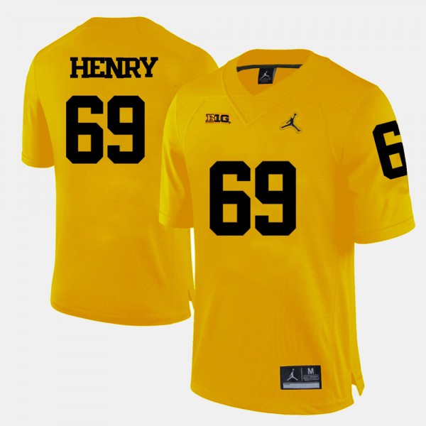 Michigan #69 For Men Willie Henry Jersey Yellow NCAA College Football